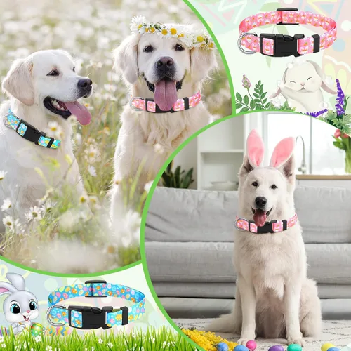 Miniatura 3 de Sadnyy 6 collares de perro para el día de Pascua con hebilla de plástico de seguridad, ajustable, lindo collar para mascotas para perros hembras