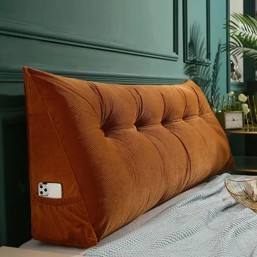 Miniatura 8 de Almohada triangular para cabecero, cojín triangular de color sólido, almohada grande de cuña para sofá cama, respaldo de dormitorio con funda de Azul