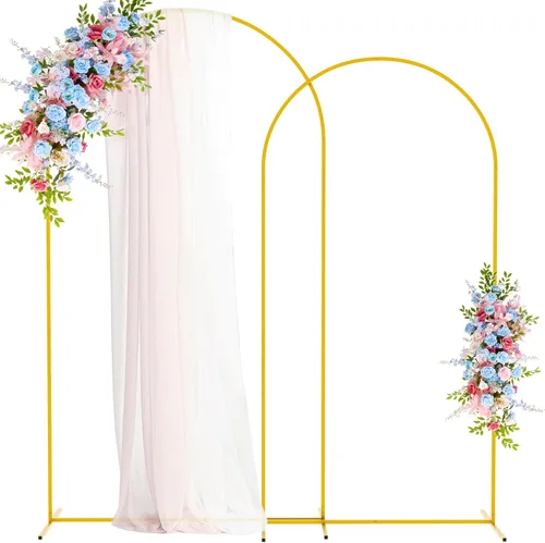 Miniatura 10 de Soporte de arco de fondo de metal Putros dorado, juego de 2 soportes de arco de boda, marco cuadrado arqueado de 7.2 pies/6 pies para decoración