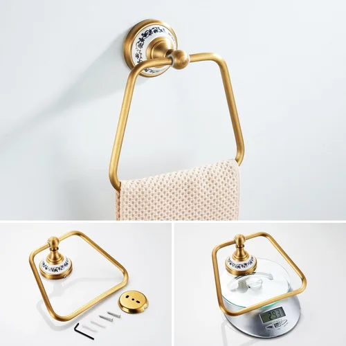 Miniatura 4 de Juego de accesorios de baño de bronce antiguo, toallero ajustable, soporte para rollo de papel higiénico, soporte para toalla de mano, gancho, juego