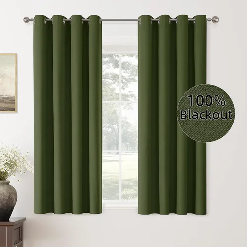 Miniatura 93 de ChrisDowa Cortinas 100% Opacas de Abedul Sólido de 45 Pulgadas de Largo, 2 Paneles para Dormitorio y Sala de Estar, Estilo Granja Oscurecedoras