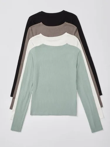 Miniatura 2 de Verdusa Camiseta básica de 4 piezas para mujer cuello redondo manga larga