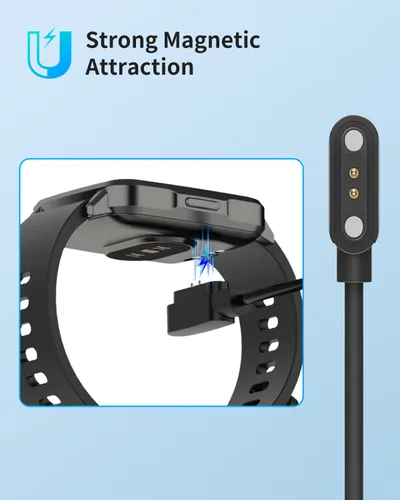 Miniatura 3 de Cargador de reloj inteligente para QONBINK K62 2 pies/23.6 in 2 pines USB Cable de carga magnético portátil para QONBINK K62 Smart Watch