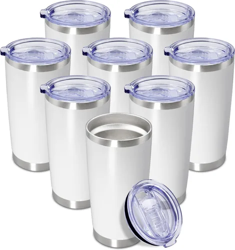 Miniatura 51 de Vaso de viaje de café de 20 onzas a granel con tapa, acero inoxidable de doble pared aislada al vacío, tazas con recubrimiento en polvo, para Rosa