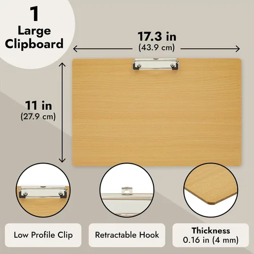 Miniatura 4 de Juvale Portapapeles de madera, 11.5 x 17 pulgadas, madera natural, tablero de regazo y caballete de regazo, portapapeles de tamaño legal