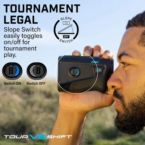 Miniatura 7 de Bushnell Golf Tour V6 Shift Laser Rangefinder with Slope Compensation, 1300-Yard Range, Flag Lock Vibration, Magnetic Cart Mount, 6X Magnification