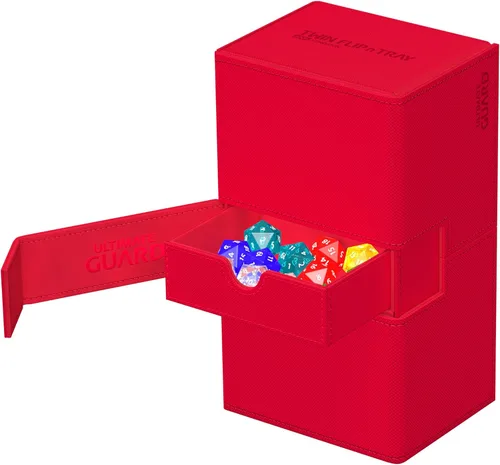 Miniatura 3 de Ultimate Guard Twin Flip'n'Tray 200+, estuche para mazo para 200 tarjetas TCG de doble manga + bandeja de dados, color rojo, cierre magnético
