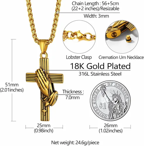 Miniatura 17 de Richsteel Collar de urna para cenizas, joyería de cremación, colgante de recuerdo conmemorativo con cadena