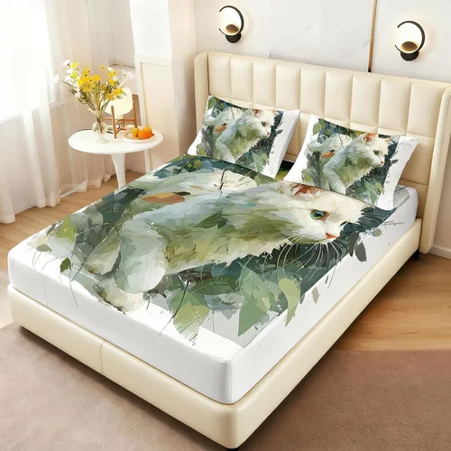 Miniatura 17 de AILONEN Lovely Bear - Juego de sábanas bajeras tamaño Queen, juego de ropa de cama con pajarita de dibujos animados para niños y niñas, sábana