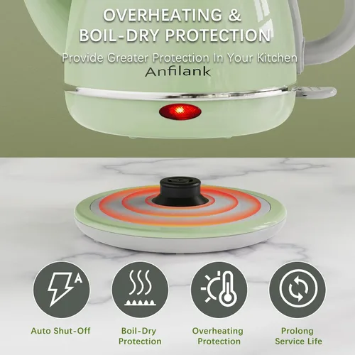 Miniatura 5 de Anfilank - Hervidor eléctrico de cuello de cisne, 1 L 1500W de hervido rápido, hervidor de café y té de acero inoxidable 100% libre de BPA