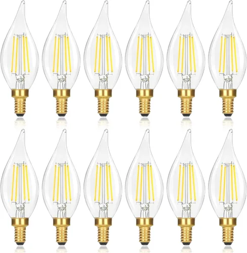 Miniatura 14 de Bombillas LED E12 para candelabro, regulables, equivalente a 40 W, 5000 K, luz diurna brillante, bombillas de vela blanca, 4W 460 LM decorativo CA10