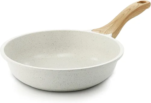 Miniatura 24 de SENSARTE Sartén antiadherente de cerámica de 8 pulgadas, sartén saludable no tóxica, sartén para tortilla compatible con inducción con mango Blanco