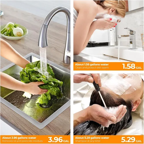 Miniatura 6 de Fogatti Mini calentador de agua eléctrico de 2.5 galones 1440 W, montaje en pared/piso, gris