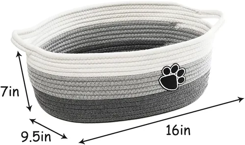 Miniatura 6 de Canastas pequeñas tejidas para organizar la cesta de almacenamiento de cuerda con asa, bonita cesta de algodón para regalo de guardería, juguetes