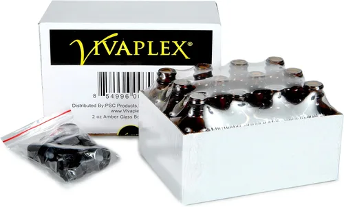 Miniatura 3 de Vivaplex, 12, Amber, botellas de vidrio de 2 onzas, con tapas