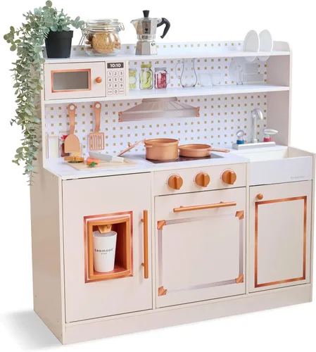 Teamson Kids Cocina de madera para niños pequeños con accesorios, juego de cocina de simulación para niños a partir de 3 años, juego de cocina de