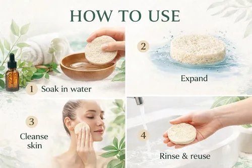 Miniatura 7 de Esponjas faciales comprimidas, paquete de 60 – Esponja facial de celulosa natural para limpieza, eliminación de maquillaje, exfoliación, lavado