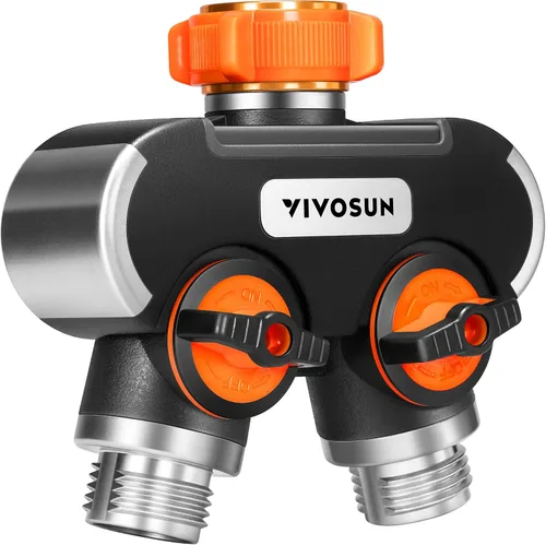 VIVOSUN Divisor de manguera de jardín de 2 vías resistente, conector de manguera de agua de doble vía mejorado altamente duradero, adaptador de