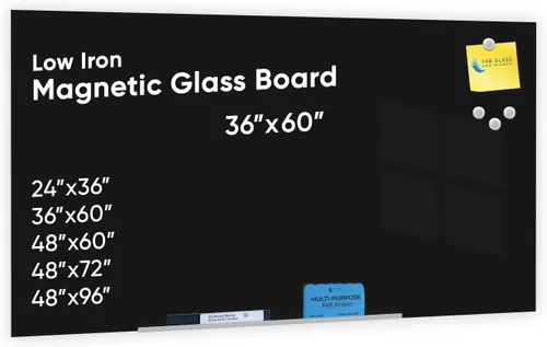 Miniatura 29 de Fab Glass and Mirror - Pizarrón magnético de vidrio con borrador, Negro