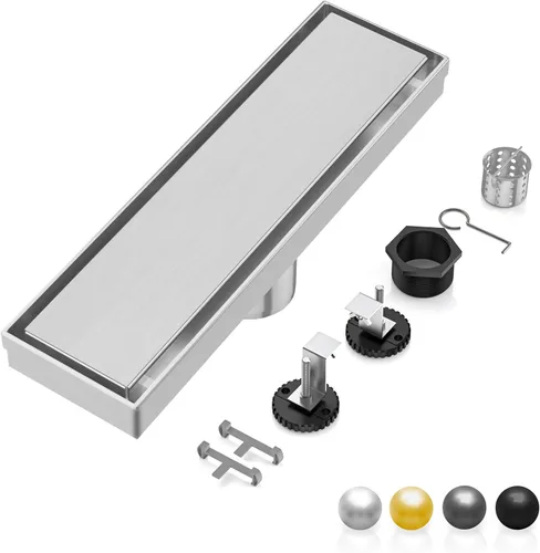 Miniatura 14 de DLONE Drenaje lineal de ducha Drenaje lineal de acero inoxidable AISI 304 de 36 pulgadas, desagüe de ducha negro mate con panel de inserción