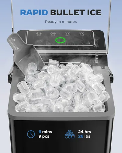 Miniatura 4 de HOMEZAY - Máquina para hacer hielo de encimera, máquina de hielo compacta con cesta de hielo expandible de 2.5L y tanque de agua de 1.8L, control