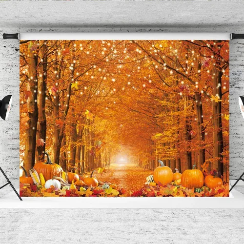 Miniatura 6 de Telón de fondo de 2,43 x 1,82 mt para fotos de otoño para fotografía, escena de bosque otoñal, telón de fondo de hojas de arce de Acción de Gracias