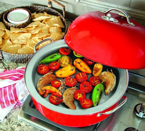 Miniatura 5 de Nordic Ware Ahumador de Hervidor para Estufa, Tamaño Completo, Rojo