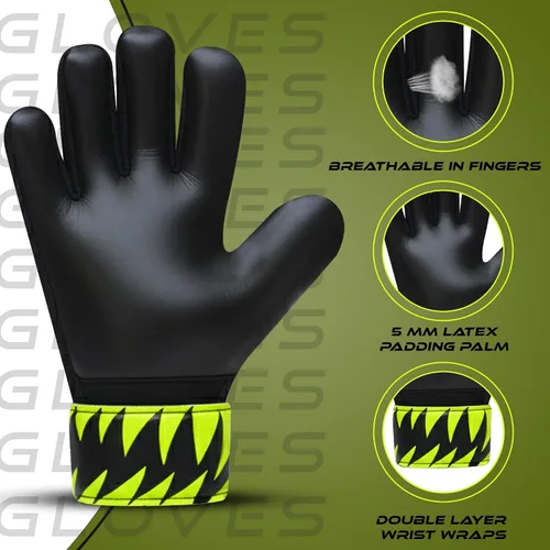 Miniatura 3 de Guantes de portero de fútbol para niños – Guantes de portero juvenil con fuerte agarre y protección, palmas de látex duraderas, ajuste transpirable