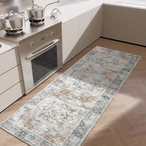 Miniatura 88 de Alfombra de pasillo lavable antideslizante: alfombra de cocina de 2 x 6 pies, resistente a las manchas, con parte trasera de goma, alfombra suave