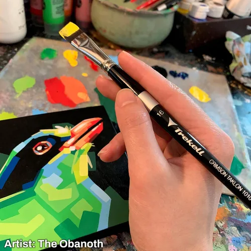Miniatura 2 de Trekell Crimson Taklon - Juego de pinceles de pintura acrílica, pinceles profesionales surtidos para pintura al óleo, acuarela y gouache, asas