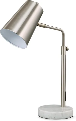 Miniatura 9 de VONLUCE Lámpara de escritorio dorada con bombilla LED ajustable, lámpara de mesa de metal de latón antiguo, base de mármol, lámpara de lectura 1# Oro