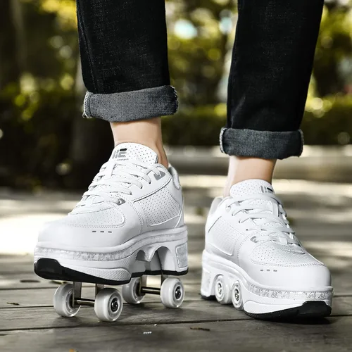 Miniatura 6 de Patines de ruedas y zapatillas 2 en 1 unisex con ruedas retráctiles para exteriores, diversión y fitness, patines de patada