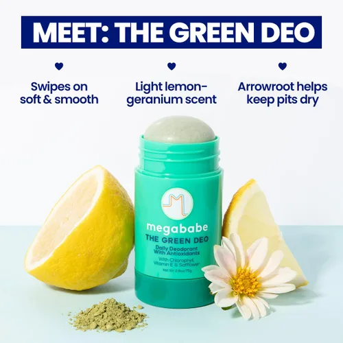 Miniatura 2 de Megababe Desodorante diario - Green Deo Esencial para el verano y el clima cálido Clorofila neutralizante de olores Sin aluminio, totalmente