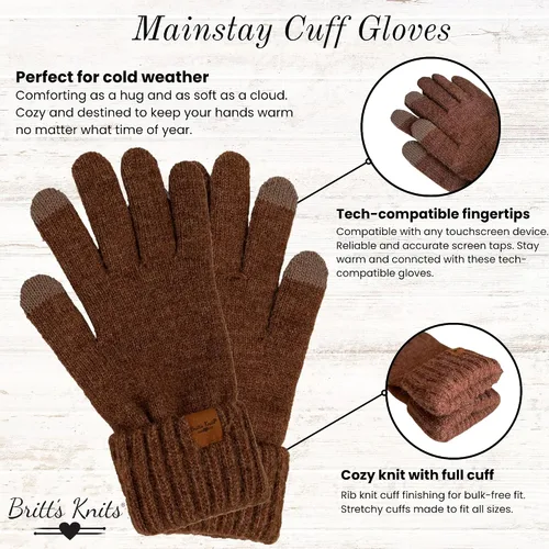 Miniatura 2 de Britt's Knits Guantes cálidos de punto de puño completo para mujer, talla única