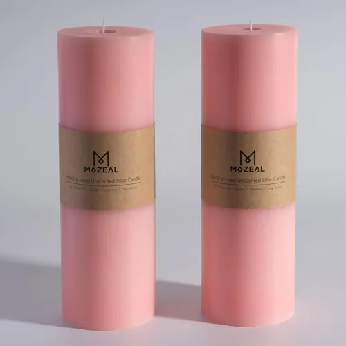 Miniatura 49 de MOZEAL Velas grandes sin perfume vertidas a mano de 3 x 8 pulgadas, sin humo, juego de 2, combustión lenta, sin goteo, aproximadamente 150 horas