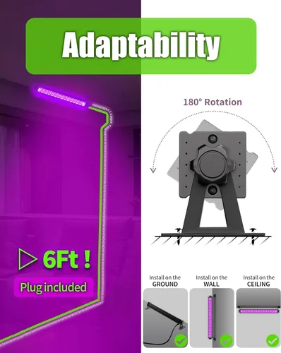 Miniatura 4 de THECHAM Paquete de 4 barras de luz LED negra de 42 W, luz negra con cable de 6 pies+enchufe+interruptor, luz de área de 24 x 24 pies x 4