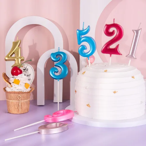 Miniatura 6 de PHD CAKE Velas de cumpleaños de 7 cm Elegantes Azul Número 4, Velas de Número Azul, Velas de Número para Pastel, Celebración de Fiesta
