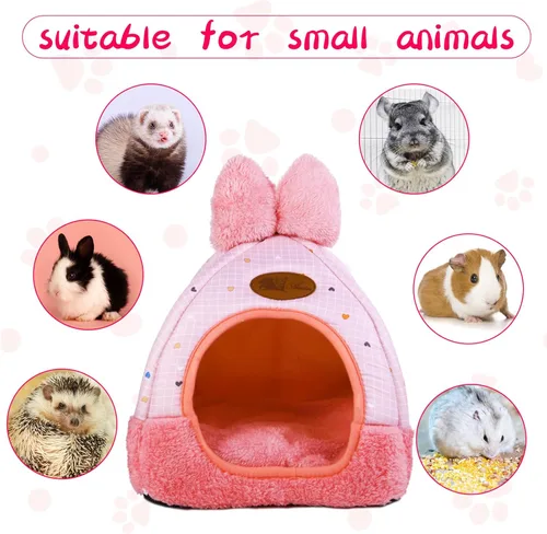 Miniatura 4 de Escondites de cama de conejo, hurones, ratas, erizos, jaula de chinchilla, accesorio para conejo, conejillo de indias, hámster, cama de conejo Rosa