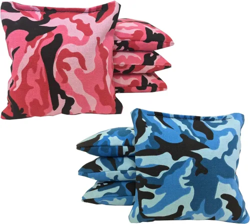 Miniatura 159 de Tailgating Pros Bolsas de cornhole reglamentarias – Juego de 8 – Relleno de maíz y hecho a mano, más de 25 opciones de color Negro/Violeta