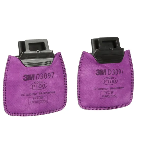 3M Filtro para Respirador P100, Clic Seguro D3097 Nivel Molestia de Vapores Orgánicos y Ciertas Partículas de Aceite y No Aceite, Aprobado por