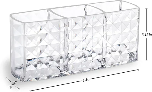 Miniatura 2 de MOSIKER Soporte para brochas de maquillaje para tocador, acrílico transparente, pequeño, compacto, delineador de labios, delineador de labios
