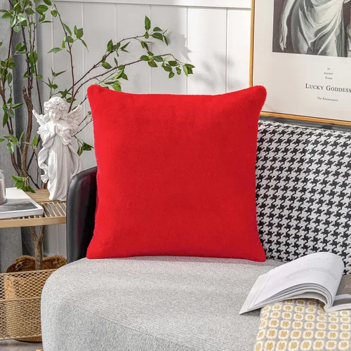Miniatura 15 de Home Brilliant Fundas de almohada de piel sintética de oveja esponjosa de 18 x 18 pulgadas, fundas de almohada de piel sintética de oveja esponjosa