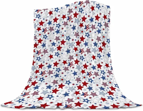 Manta patriótica para el Día de los Caídos, manta mullida de franela de felpa mullida para el Día de la Independencia, manta de cama con bandera de