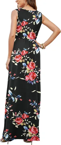 Miniatura 3 de AUSELILY Vestido largo de verano para mujer, sin mangas, holgado, casual, con bolsillos