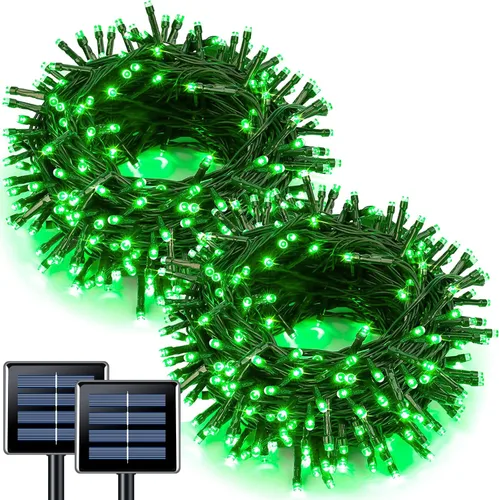 Miniatura 21 de JMEXSUSS 600 luces LED solares azules de Navidad, 206.7 pies, luces azules de Navidad al aire libre, impermeables, 8 modos de luz solar al aire