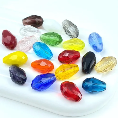 Miniatura 9 de 100 cuentas de cristal de lágrima de 0.236 x 0.315 pulgadas, forma facetada, agujero vertical, cuentas de vidrio sueltas, manualidades, pulseras