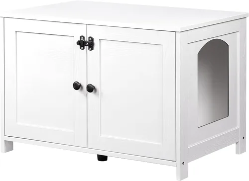 Miniatura 12 de HOOBRO Gabinete para Caja de Arena, Mueble para Caja de Arena de Gato con Divisor Removible, Mueble Grande para Caja de Arena Oculta, Casa de Madera