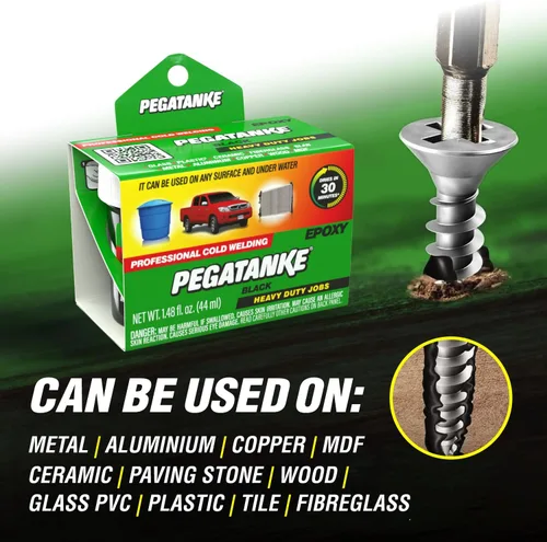Miniatura 6 de PEGATANKE - Resina epoxi negra de 2 partes y adhesivo de soldadura en frío Pegamento de metal líquido de alta resistencia para tanques