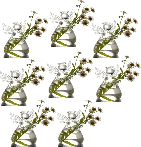 Miniatura 8 de Jarrones de cristal con diseño de ángel para plantas y terrarios, florero colgante para decoración de boda, adornos de jardín, maceta colgante