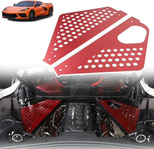 Miniatura 13 de Sekhyna Cubierta de panel de bahía del motor compatible con Chevrolet Corvette C8 Stingray 2020-2024 aleación de aluminio 2 piezas compartimento